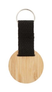 Stropp bambusz kulcstartó, kör natúr fekete AP716562-A