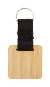 Stropp bambusz kulcstartó, négyzet natúr fekete AP716562-B