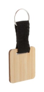 Stropp bambusz kulcstartó, négyzet natúr fekete AP716562-B