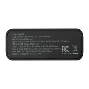 MoLu Marbella powerbank, 20.000 mAh fekete 398203